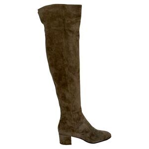 Gianvito Rossi Almond-Toe Knee-High Boots in Brown Suede